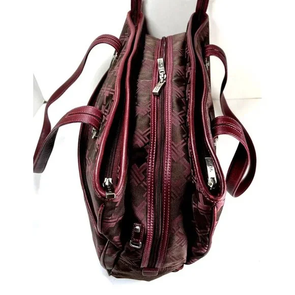 Tumi Womens Signature Maroon Burgundy Multi Compartment Laptop Briefcase Bag